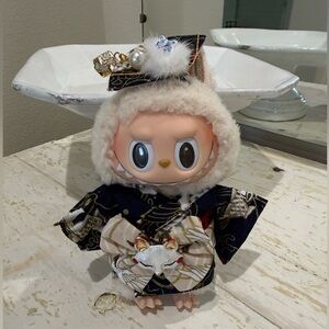 LABUBU Japanese Kimono Outfit - BLACK/BLUE fish style Sakura butterfly